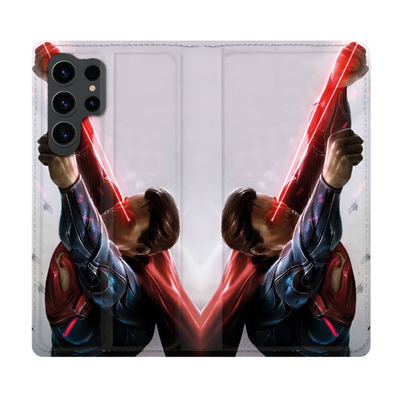 Housse Cuir Portefeuille Pour Samsung Galaxy S23 Ultra Superman Laser