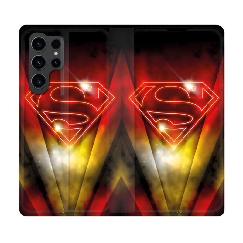 Housse Cuir Portefeuille Pour Samsung Galaxy S23 Ultra Superman Logo