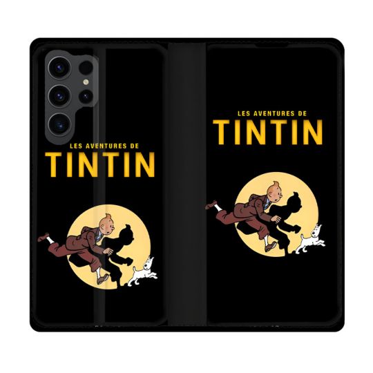 Housse Cuir Portefeuille Pour Samsung Galaxy S23 Ultra Tintin Classique