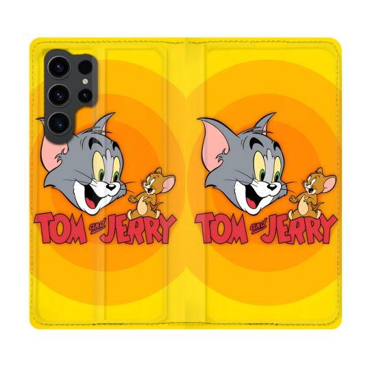 Housse Cuir Portefeuille Pour Samsung Galaxy S23 Ultra Tom Jerry