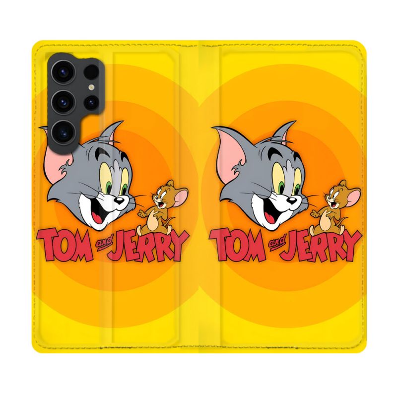 Housse Cuir Portefeuille Pour Samsung Galaxy S23 Ultra Tom Jerry