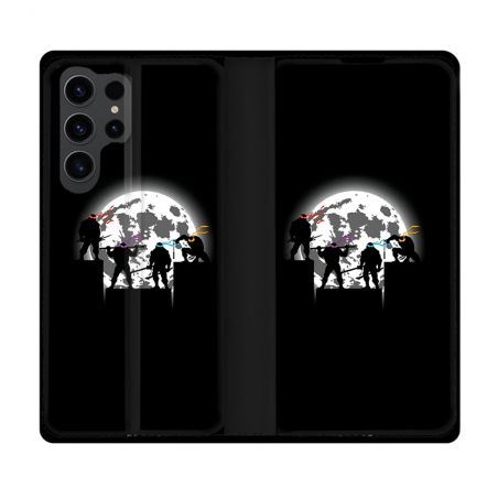 Housse Cuir Portefeuille Pour Samsung Galaxy S23 Ultra Tortue Ninja Ombre