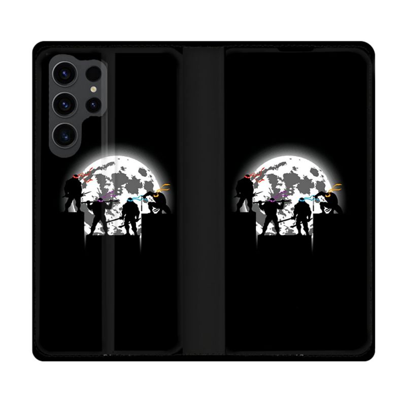 Housse Cuir Portefeuille Pour Samsung Galaxy S23 Ultra Tortue Ninja Ombre