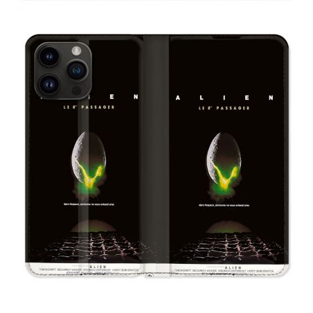 Housse Cuir Portefeuille Pour Iphone 15 Pro Plus Alien Affiche