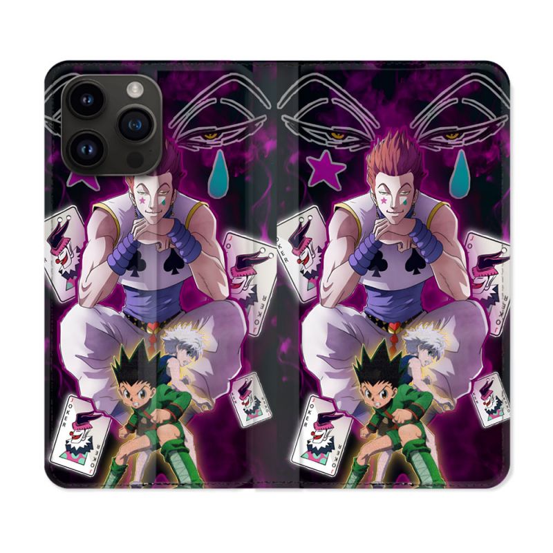 Housse Cuir Portefeuille Pour Iphone 15 Pro Plus Manga Hunter X Hunter Hisoka