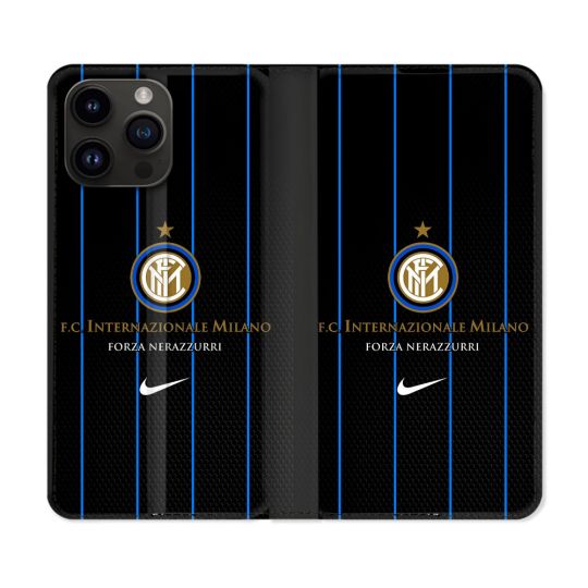 Housse Cuir Portefeuille Pour Iphone 15 Pro Plus Foot Inter Milan