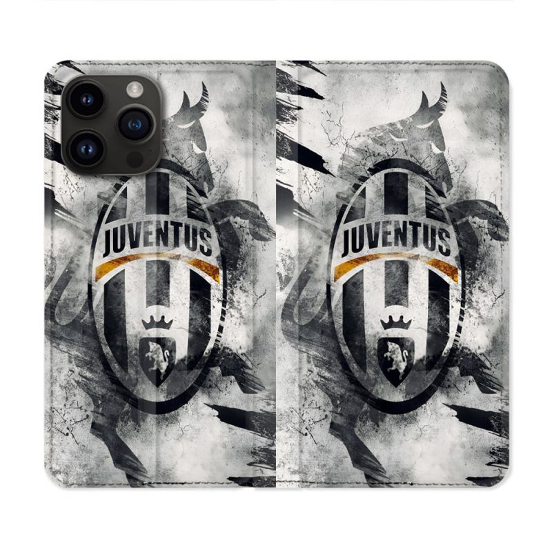 Housse Cuir Portefeuille Pour Iphone 15 Pro Plus Foot Juventus Turin