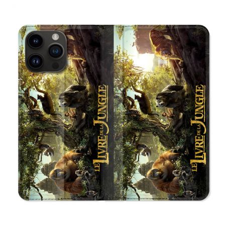 Housse Cuir Portefeuille Pour Iphone 15 Pro Plus Le Livre De La Jungle Affiche