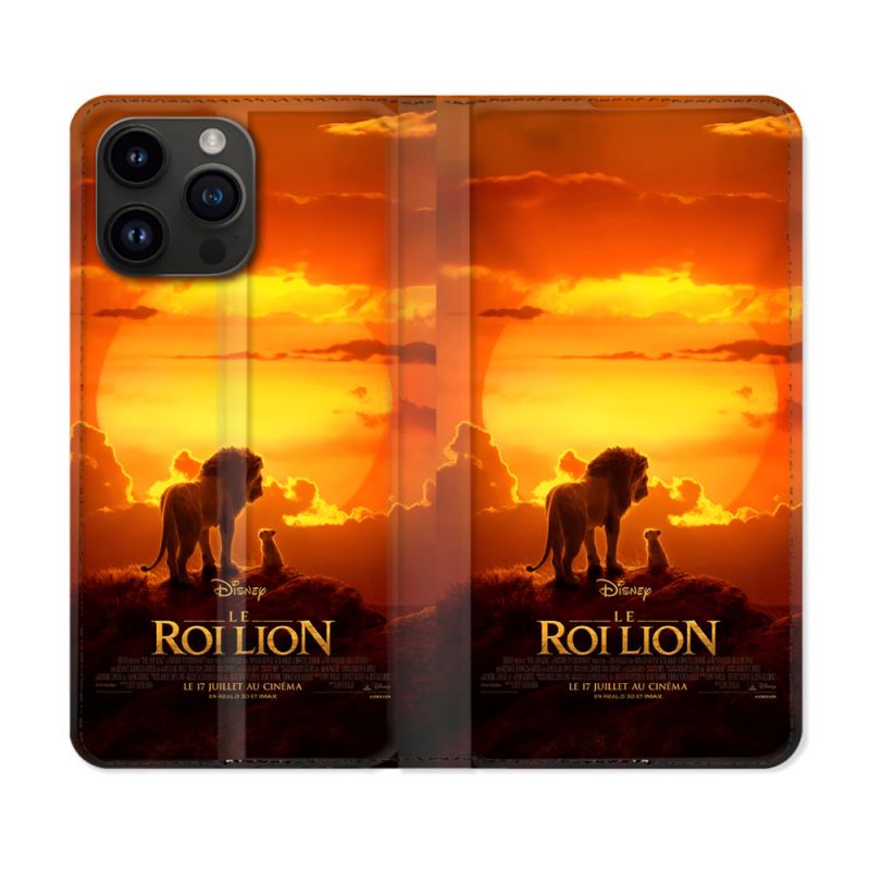 Housse Cuir Portefeuille Pour Iphone 15 Pro Plus Le Roi Lion Affiche
