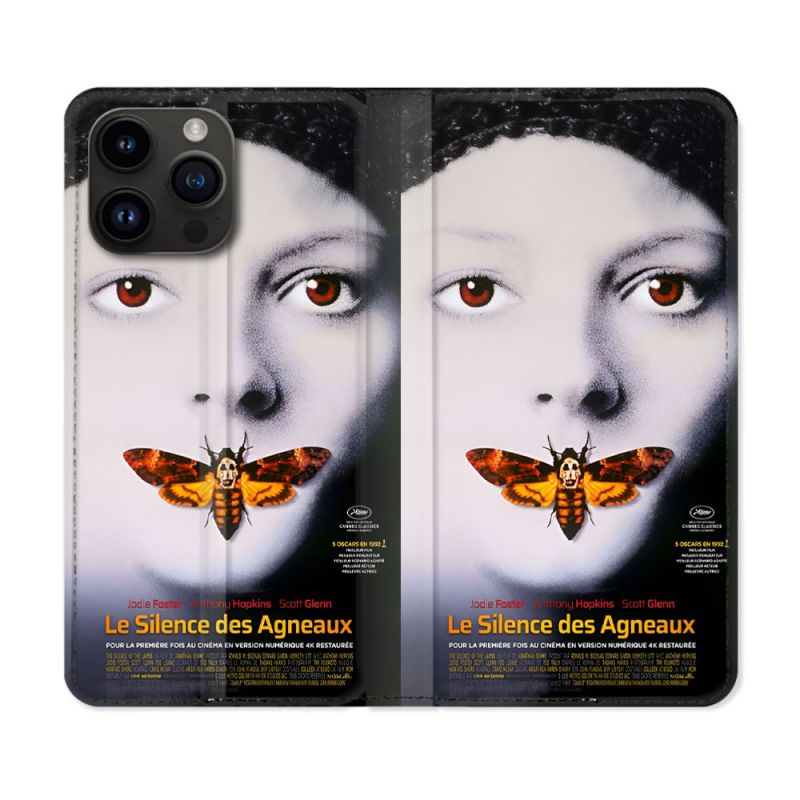 Housse Cuir Portefeuille Pour Iphone 15 Pro Plus Le Silence Des Agneaux Affiche