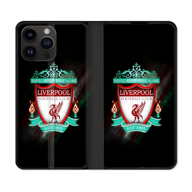 Housse Cuir Portefeuille Pour Iphone 15 Pro Plus Foot Liverpool