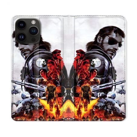 Housse Cuir Portefeuille Pour Iphone 15 Pro Plus Metal Gear Solid