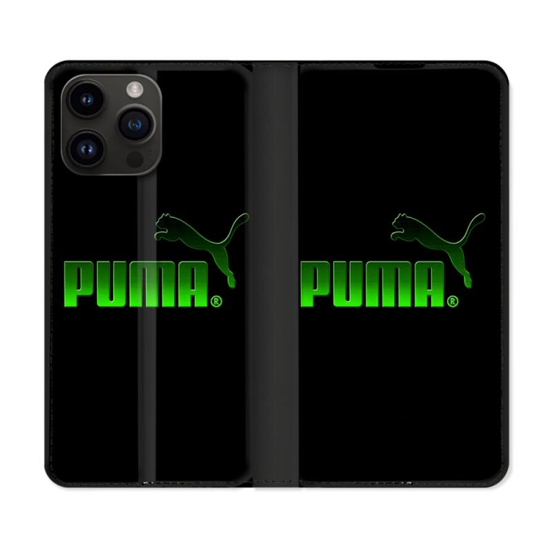 Housse Cuir Portefeuille Pour Iphone 15 Pro Plus Puma