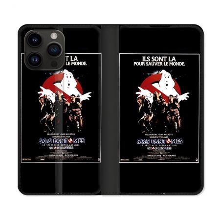 Housse Cuir Portefeuille Pour Iphone 15 Pro Plus SOS Fantome Affiche