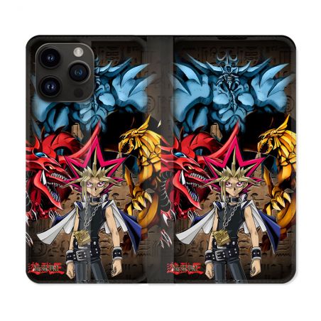 Housse Cuir Portefeuille Pour Iphone 15 Pro Plus Yu Gi Oh