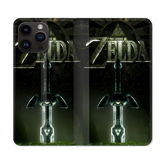 Housse Cuir Portefeuille Pour Iphone 15 Pro Plus Zelda