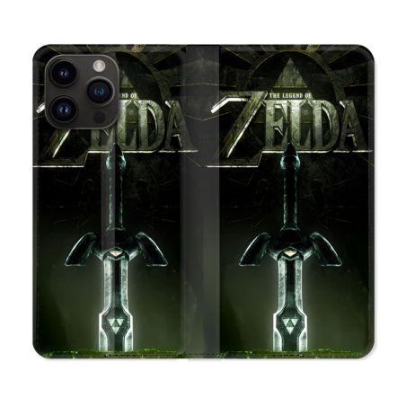 Housse Cuir Portefeuille Pour Iphone 15 Pro Plus Zelda