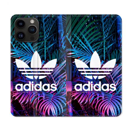 Housse Cuir Portefeuille Pour Iphone 15 Pro (6.1) Adidas Palmier