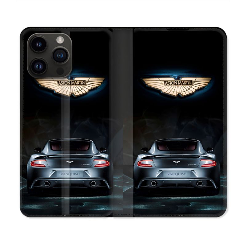 Housse Cuir Portefeuille Pour Iphone 15 Pro (6.1) Aston Martin