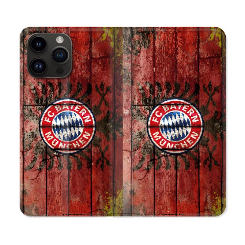 Housse Cuir Portefeuille Pour Iphone 15 Pro (6.1) Foot Bayern Munich Drapeau