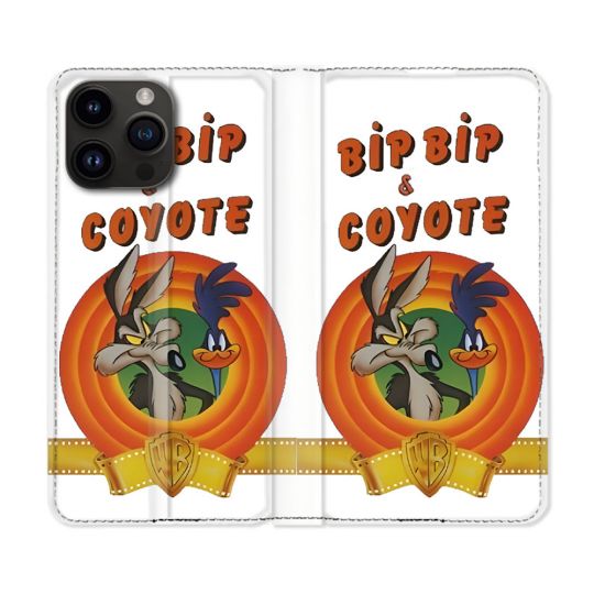 Housse Cuir Portefeuille Pour Iphone 15 Pro (6.1) Bip Bip Coyote