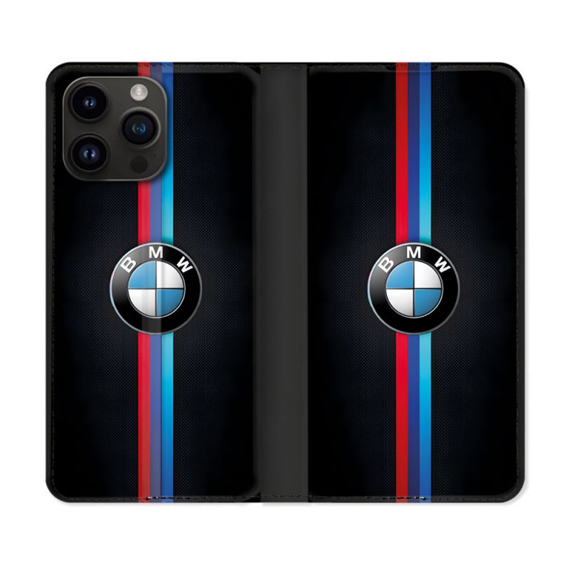 Housse Cuir Portefeuille Pour Iphone 15 Pro (6.1) BMW Logo