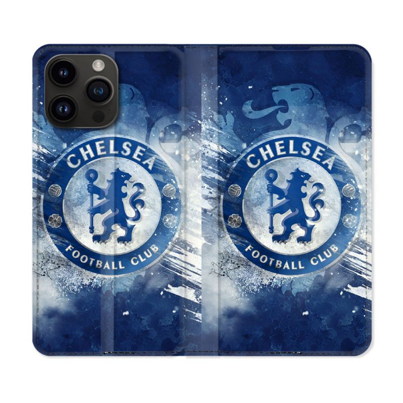 Housse Cuir Portefeuille Pour Iphone 15 Pro (6.1) Foot Chelsea