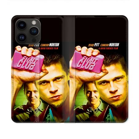Housse Cuir Portefeuille Pour Iphone 15 Pro (6.1) Fight Club Affiche