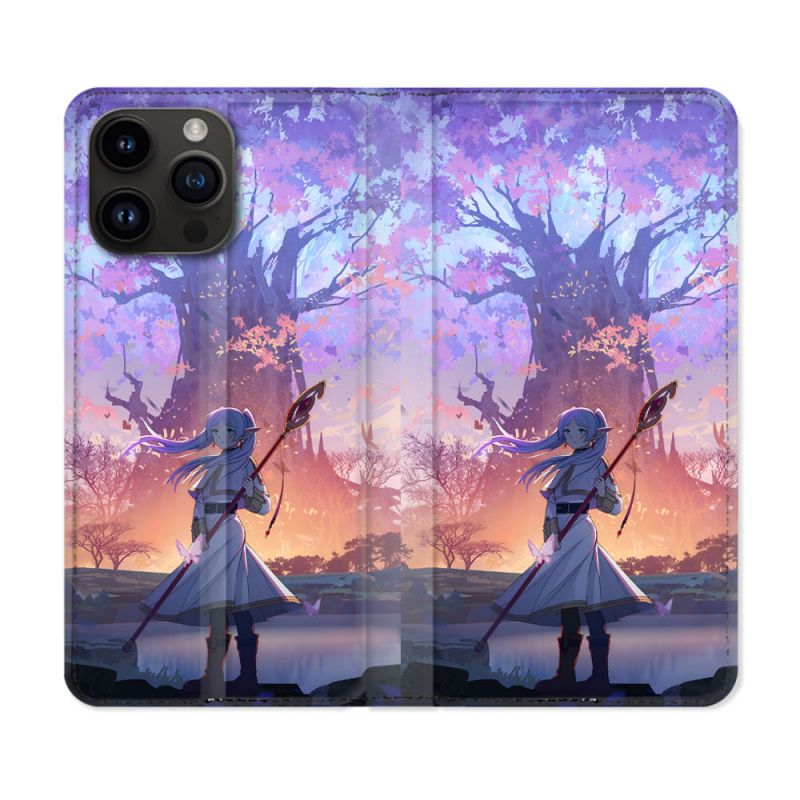 Housse Cuir Portefeuille Pour Iphone 15 Pro (6.1) Manga Frieren