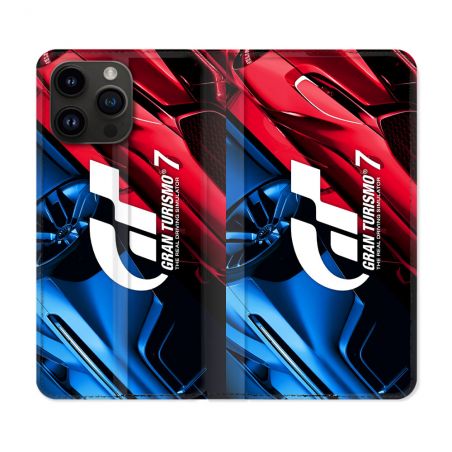 Housse Cuir Portefeuille Pour Iphone 15 Pro (6.1) Gran Turismo