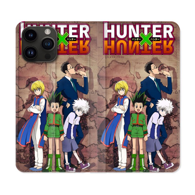 Housse Cuir Portefeuille Pour Iphone 15 Pro (6.1) Manga Hunter X Hunter Vintage