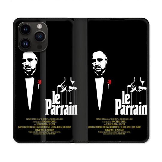 Housse Cuir Portefeuille Pour Iphone 15 Pro (6.1) Le Parrain Affiche