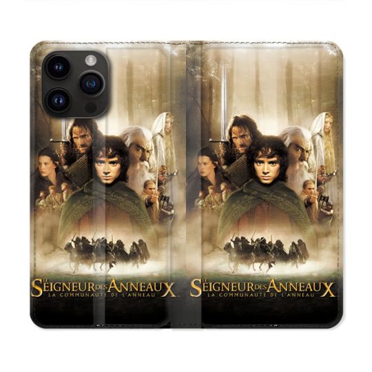 Housse Cuir Portefeuille Pour Iphone 15 Pro (6.1) Le seigneur Des Anneaux Affiche