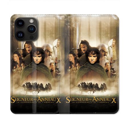 Housse Cuir Portefeuille Pour Iphone 15 Pro (6.1) Le seigneur Des Anneaux Affiche