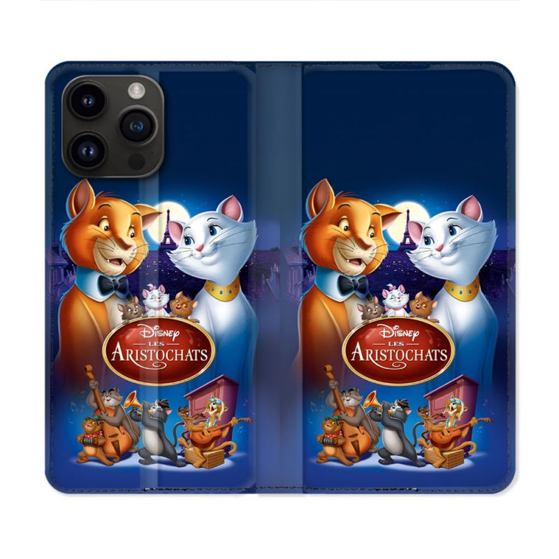 Housse Cuir Portefeuille Pour Iphone 15 Pro (6.1) Les Aristochats