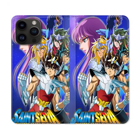 Housse Cuir Portefeuille Pour Iphone 15 Pro (6.1) Les Chevaliers Du Zodiaque