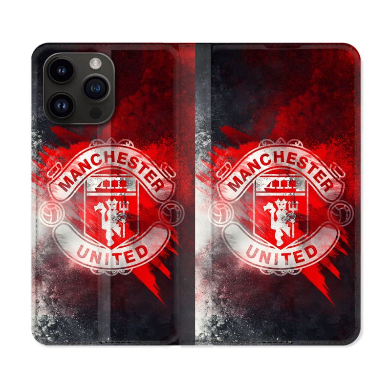 Housse Cuir Portefeuille Pour Iphone 15 Pro (6.1) Foot Manchetser United