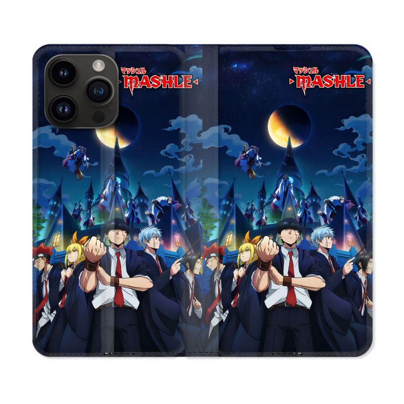 Housse Cuir Portefeuille Pour Iphone 15 Pro (6.1) Manga Mashle