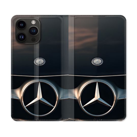 Housse Cuir Portefeuille Pour Iphone 15 Pro (6.1) Mercedes Calendre