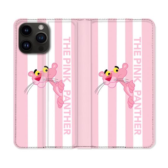 Housse Cuir Portefeuille Pour Iphone 15 Pro (6.1) Panthere Rose