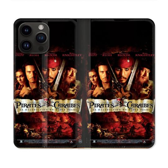 Housse Cuir Portefeuille Pour Iphone 15 Pro (6.1) Pirate Des Caraibes