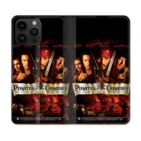 Housse Cuir Portefeuille Pour Iphone 15 Pro (6.1) Pirate Des Caraibes