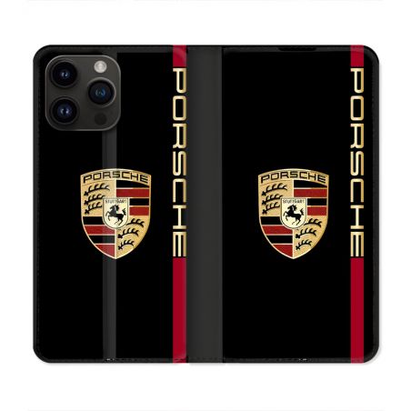 Housse Cuir Portefeuille Pour Iphone 15 Pro (6.1) Porsche Line