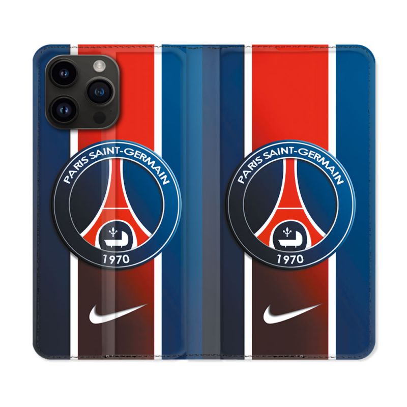 Housse Cuir Portefeuille Pour Iphone 15 Pro (6.1) Foot PSG 1970