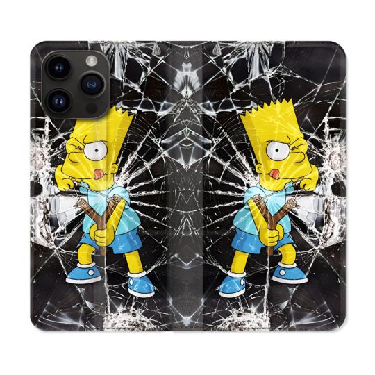 Housse Cuir Portefeuille Pour Iphone 15 Pro (6.1) Simpson Bart