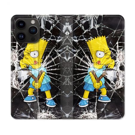 Housse Cuir Portefeuille Pour Iphone 15 Pro (6.1) Simpson Bart