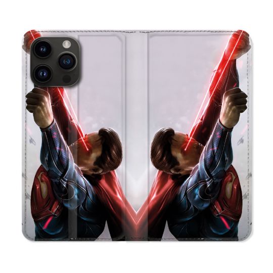 Housse Cuir Portefeuille Pour Iphone 15 Pro (6.1) Superman Laser