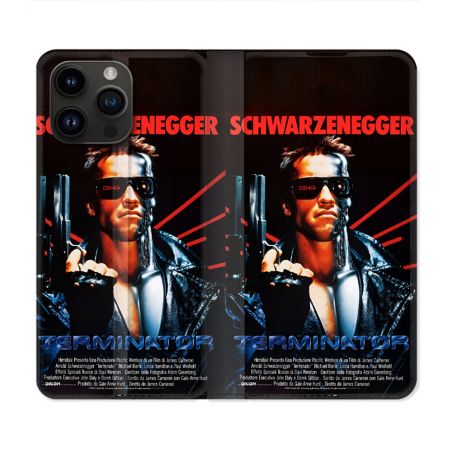 Housse Cuir Portefeuille Pour Iphone 15 Pro (6.1) Terminator