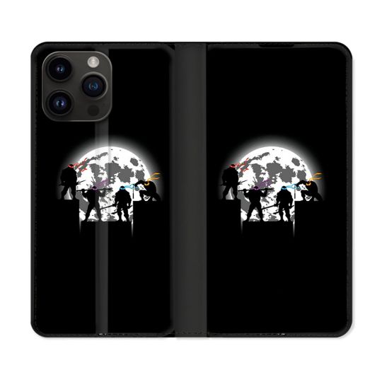 Housse Cuir Portefeuille Pour Iphone 15 Pro (6.1) Tortue Ninja Ombre