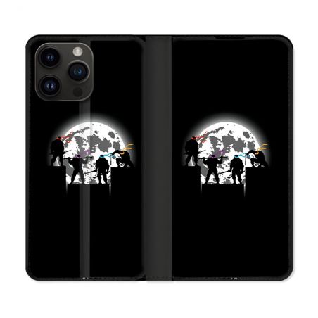 Housse Cuir Portefeuille Pour Iphone 15 Pro (6.1) Tortue Ninja Ombre